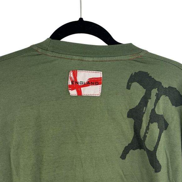 2006 England UK World Cup T-Shirt L XL Olive Green Red Soccer Blokecore - Picture 4 of 11